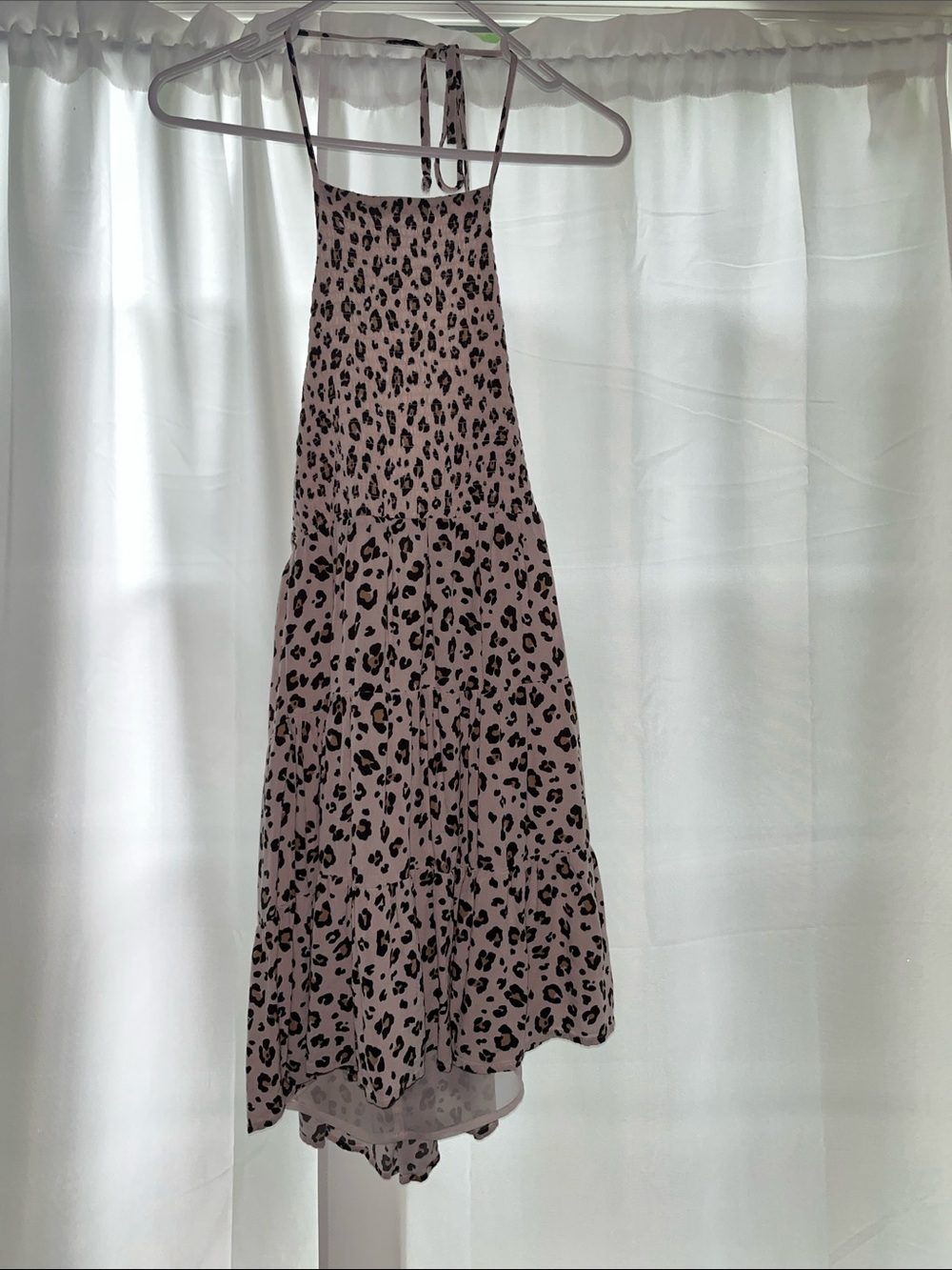 American Eagle Outfitters Tan Leopard Halter Midi Dress